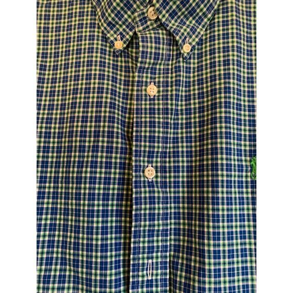 Ralph Lauren Mens Classic Fit Blue & Green Plaid Button-Down Shirt XXL - Picture 2 of 10